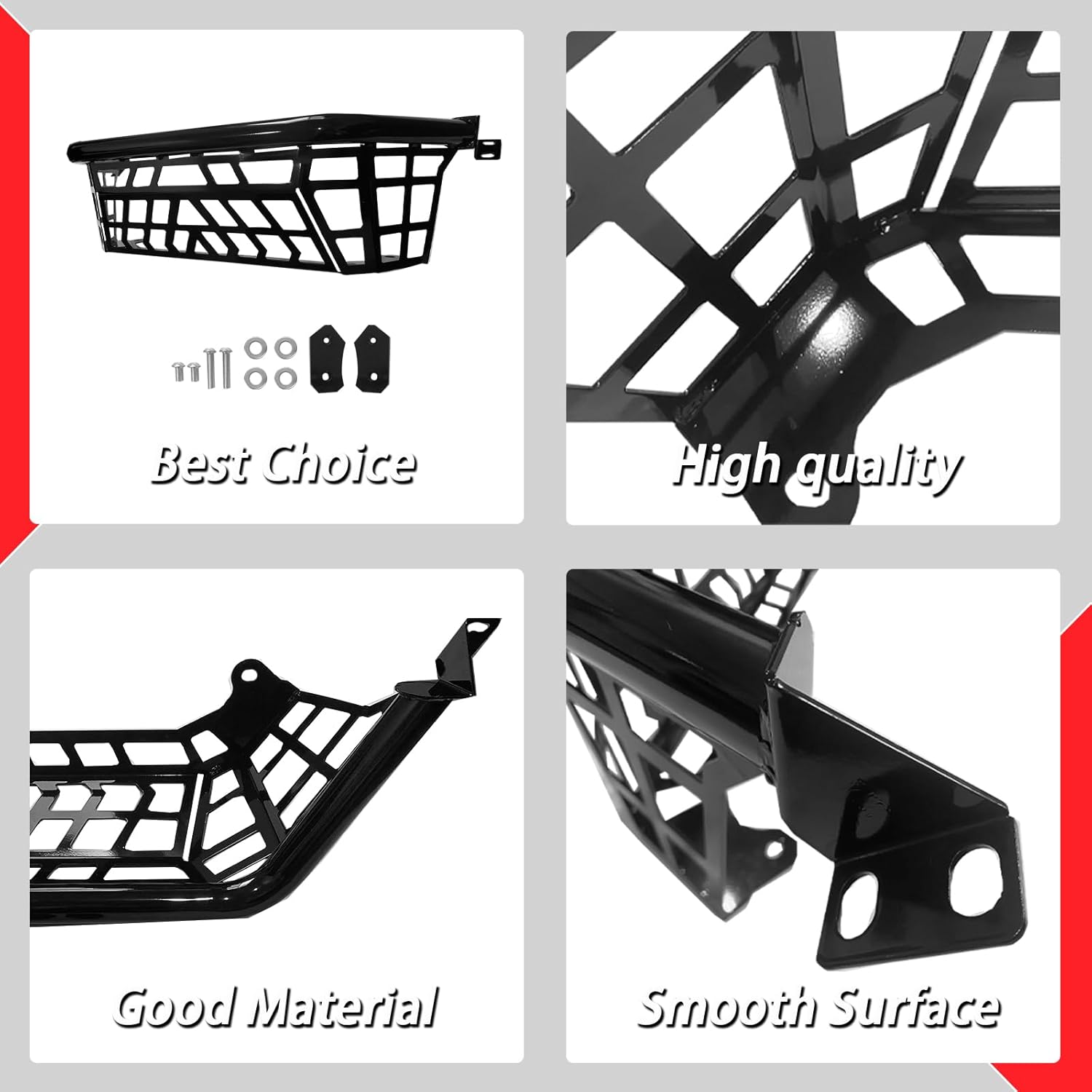 Cargo Barricade Compatible with 2020-2025 Kawasaki Teryx KRX 1000 2023-2025 KRX4 1000, Cargo Bed Enclosure Rear Cargo Tailgate Barrier for Bed Steel, Glossy Black