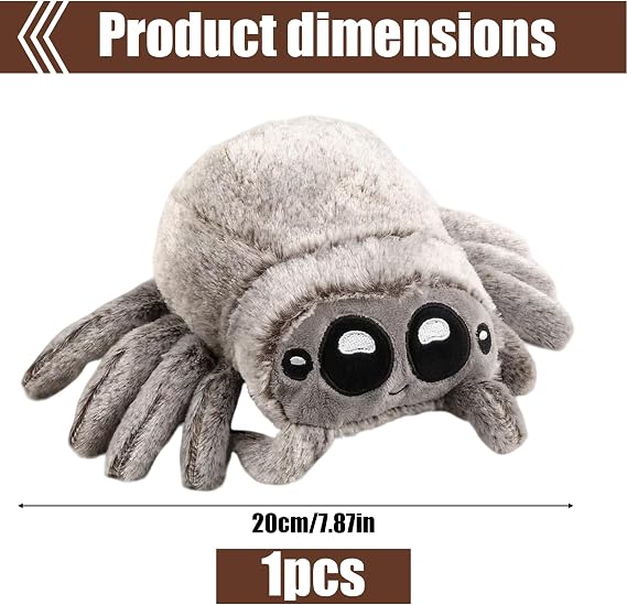 Spider Toy Soft Realistic Spider Plush with Big Eyes (Brown Grey) | Portable And Stress Relieving Spiders Cute And Soothing Spiderman Plush for Kids Adults on Halloween, Christmas And Birthdays