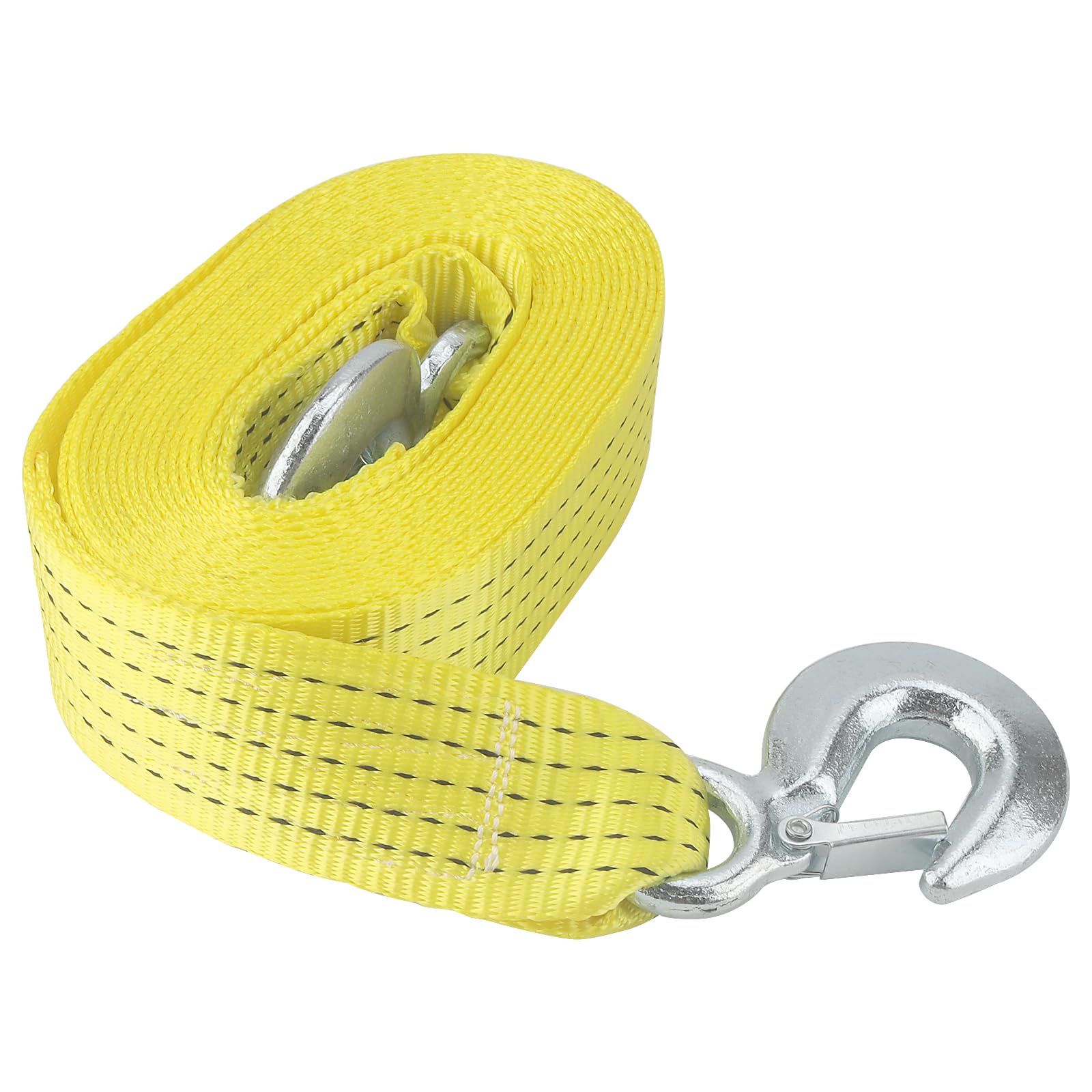 SHEUTSAN Abschleppseil mit Haken, 5 cm x 6 m, 500 kg, Abschleppkabel, Abschleppgurt für Fahrzeug-Recovery, Schleppen, Fixierung von Ladung, Gelb, 2 Stück