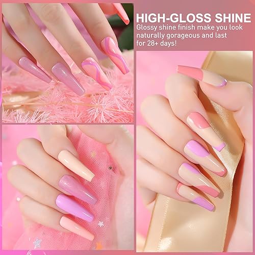 Miniatura 3 de beautilux Juego de esmaltes de uñas de gel rosa, 6 colores, 0.3 onzas líquidas, kit de esmalte de gel rosa claro, esmalte de uñas de gel UV, regalo