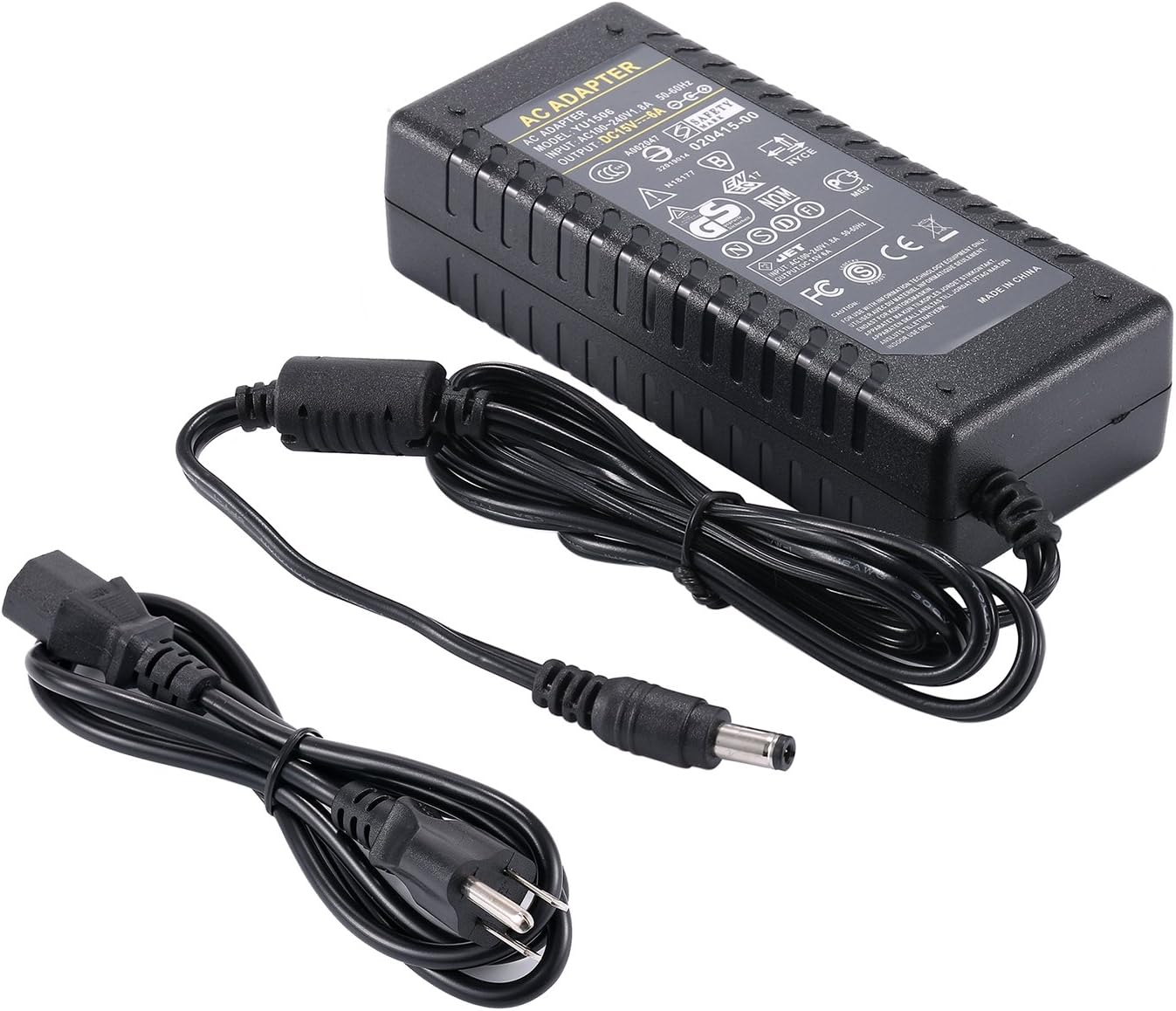 15V 6A Power Supply Adapter - COOLM AC 100-240V DC 15 Volt 6 amp 90W Power Converter Charger 5.5mm x 2.5mm Plug 15V6A Compatible with 15 Volt 5A for LED Strip Light CCTV Security System