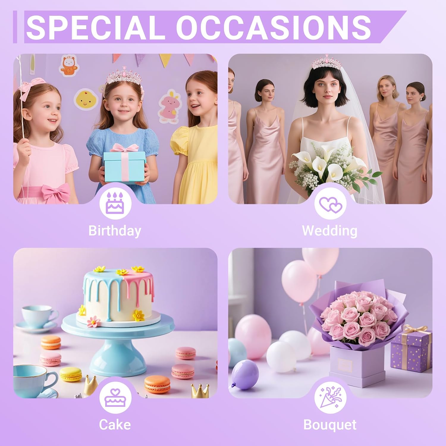 Tiara Crown for Women, Queen Tiara for Birthday Prom Bridal Party Custome Pink - Image 6