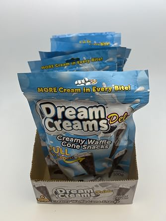 Dream Creams Cookies & Cream Waffle Cone Snacks | Tray of 6 | 24 Total Cones