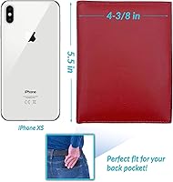 Vista 3 de Cartera de pasaporte de cuero genuino RFID, Rojo -, Cartera Rfid