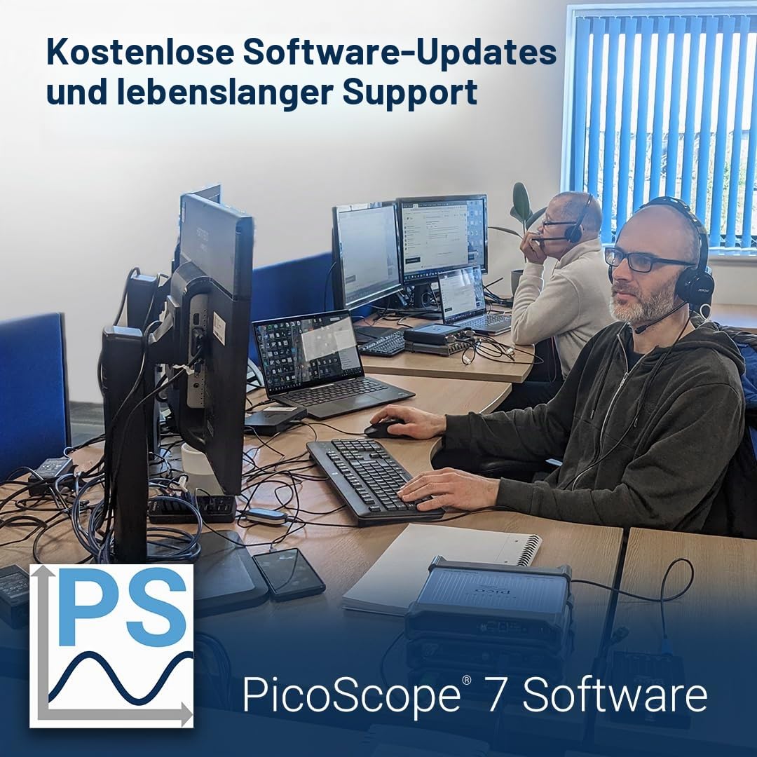 Pico Technology PicoScope 2405A 4 Kanal Oszilloskop 25 MHz, 48 kS, Handheld Digitaloszilloskop Kit inkl. 4 Kanäle, Tastköpfen und PS7 Software für Windows, Mac, Linux