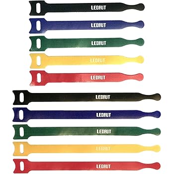 LEDAUT(レダホト) ケーブル結束バンド マジックテープ 結束バンド 5色 80本（15cm×40本＋20cm×40本） 高耐久ケーブル収納バンド配線収納 繰り返し利用可能