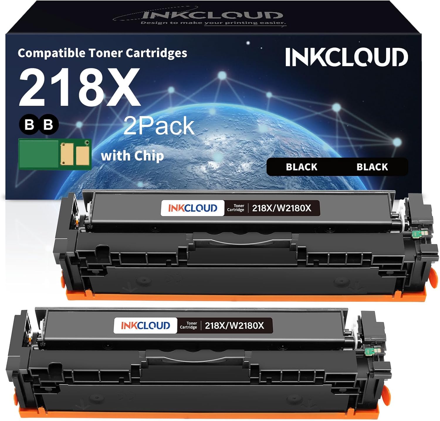 218X Black High-Yield Toner Cartridge Replacement for HP 218X 218A W2180A W2180X Works with HP Color LaserJet Pro 3201dw MFP 3301 fdw 3301cdw 3301sdw Printer Toner - 2PacK with Chip