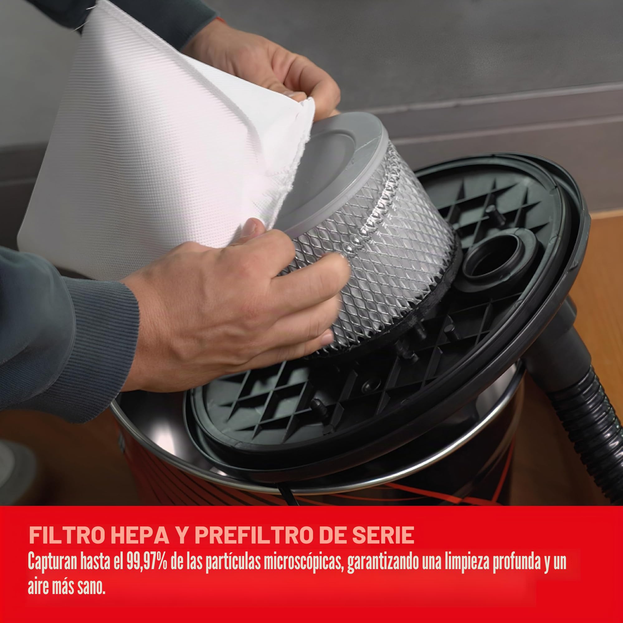 Lavor Aspirador de cenizas ASHLEY 112 con función de soplado, filtro HEPA lavable y prefiltro de polvo fino