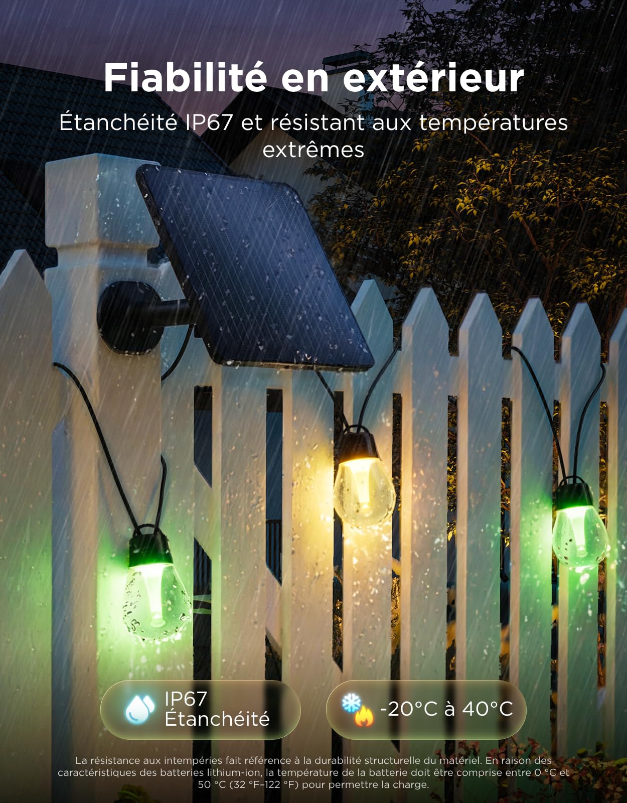 Govee Guirlande Lumineuse Extérieure Solaire 10m, RGBICW 16M Couleurs, 50lm | 112 Modes Scène et Contrôle App, Uniquement Bluetooth, 8 LED Réglables Incassables, IP67 pour Jardin, Terrasse, Balcon