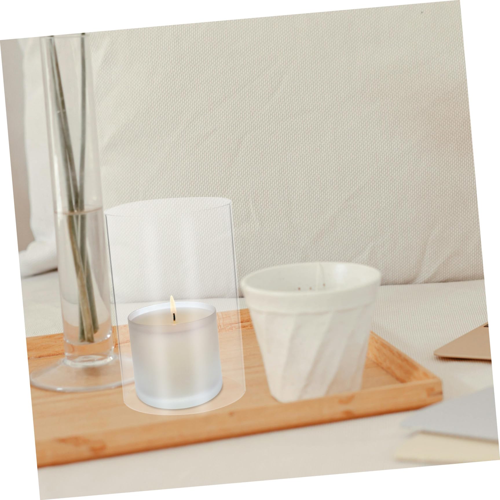 Portacandele a Cilindro in Vetro Trasparente 2 Pezzi 10x15 Cm, Paralumi Antivento per Candele a Colonna, Copricandele Decorativi per Uso Domestico e Arredamento Casa