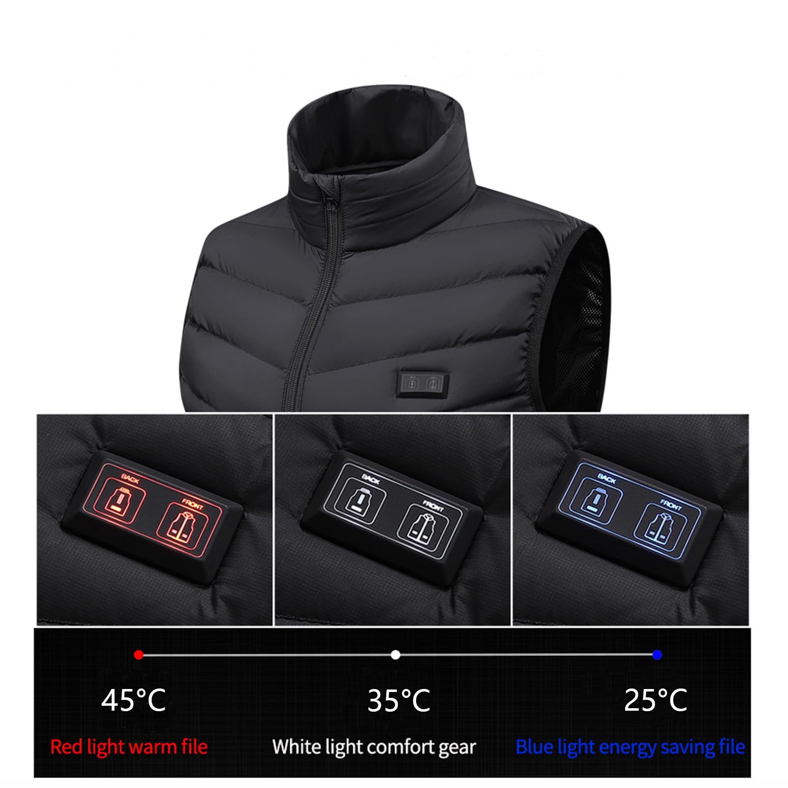 Monave Chaleco térmico para mujeres y hombres con 15 almohadillas térmicas, calentador de cuerpo térmico para motocicleta, pesca (el embalaje no contiene baterías)