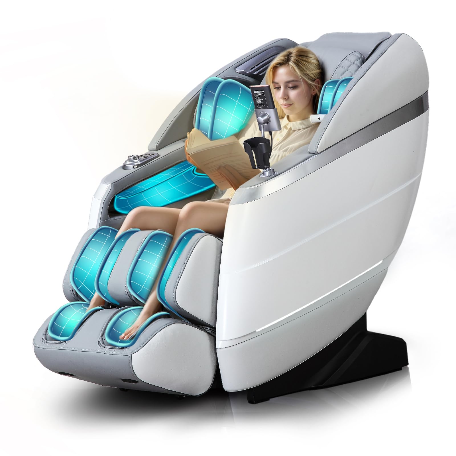 RelaxRelife 4D Full Body Massage Chair with Flexible 166° Track, Reading Light, 18 Massage Modes, 11 Techniques, 36 Airbags, Zero Gravity Recliner