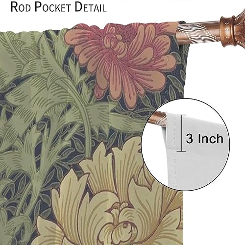 Miniatura 140 de Retro 70s Floral Blackout Window Curtains, Watercolor Flower Plant Rustic Modern Style Pattern Window Drapes, for Bedroom Living Room 42x45in 2