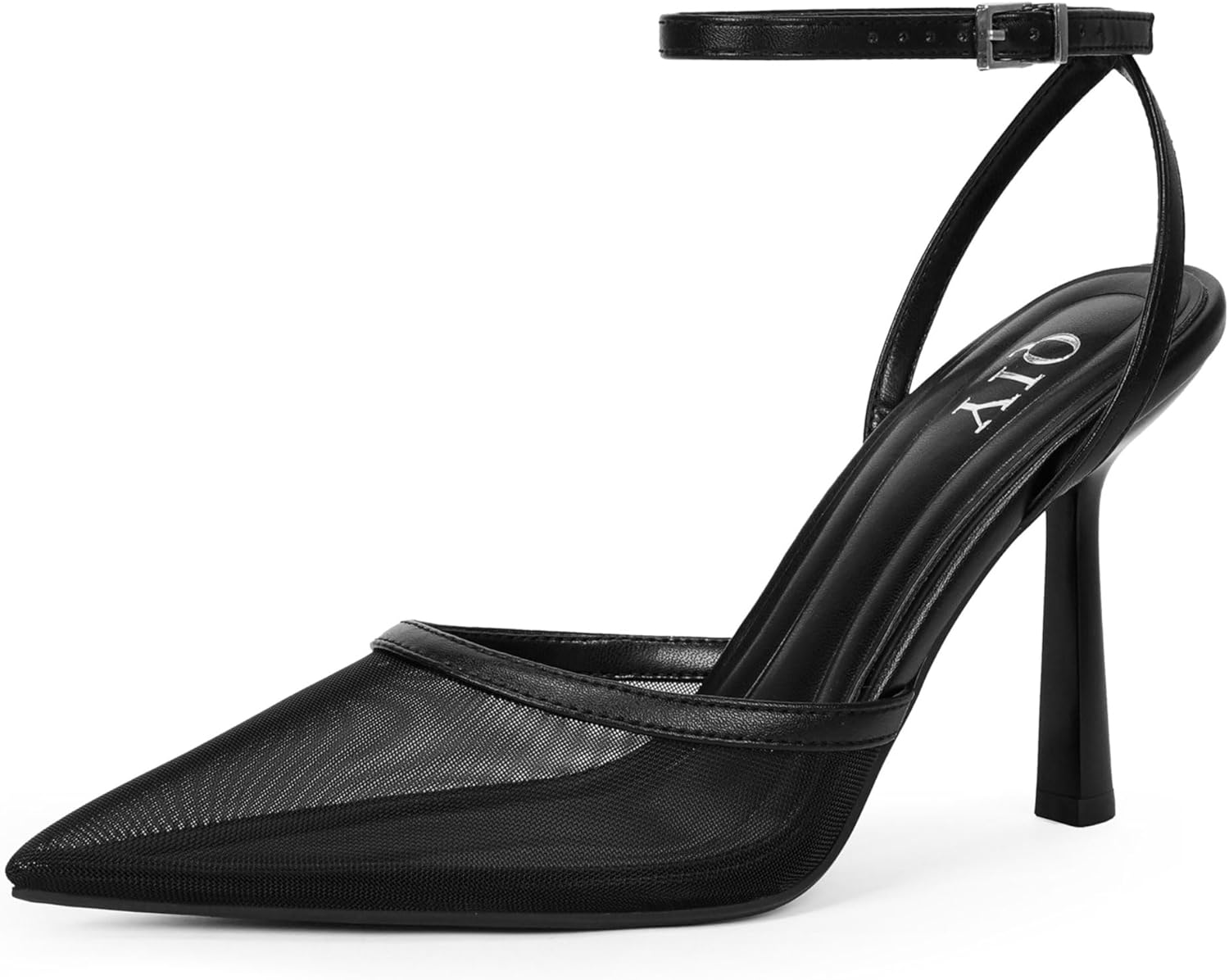 QIY Closed Toe Ankle Strap Heels Women Pumps Pointed Toe Heeled Sandals for Women Stiletto Wedding Dress Shoes