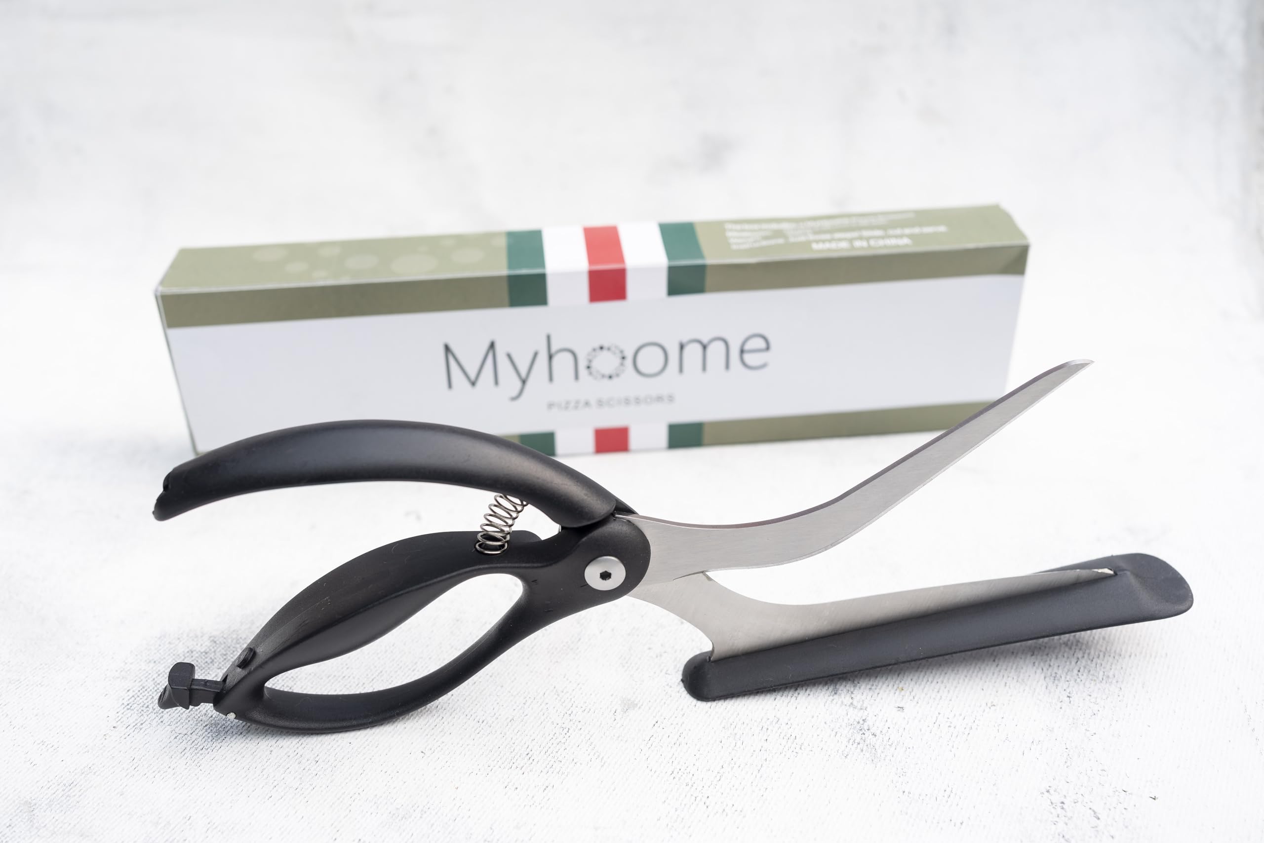 Generic MyHoome Non-stick Pizza Scissors with Secure Grip Base - Food-Grade Stainless Steel Pizza Cutter - Cutter and Pizza Server - Easy-to-Use and Clean Pizza Cutters., Black