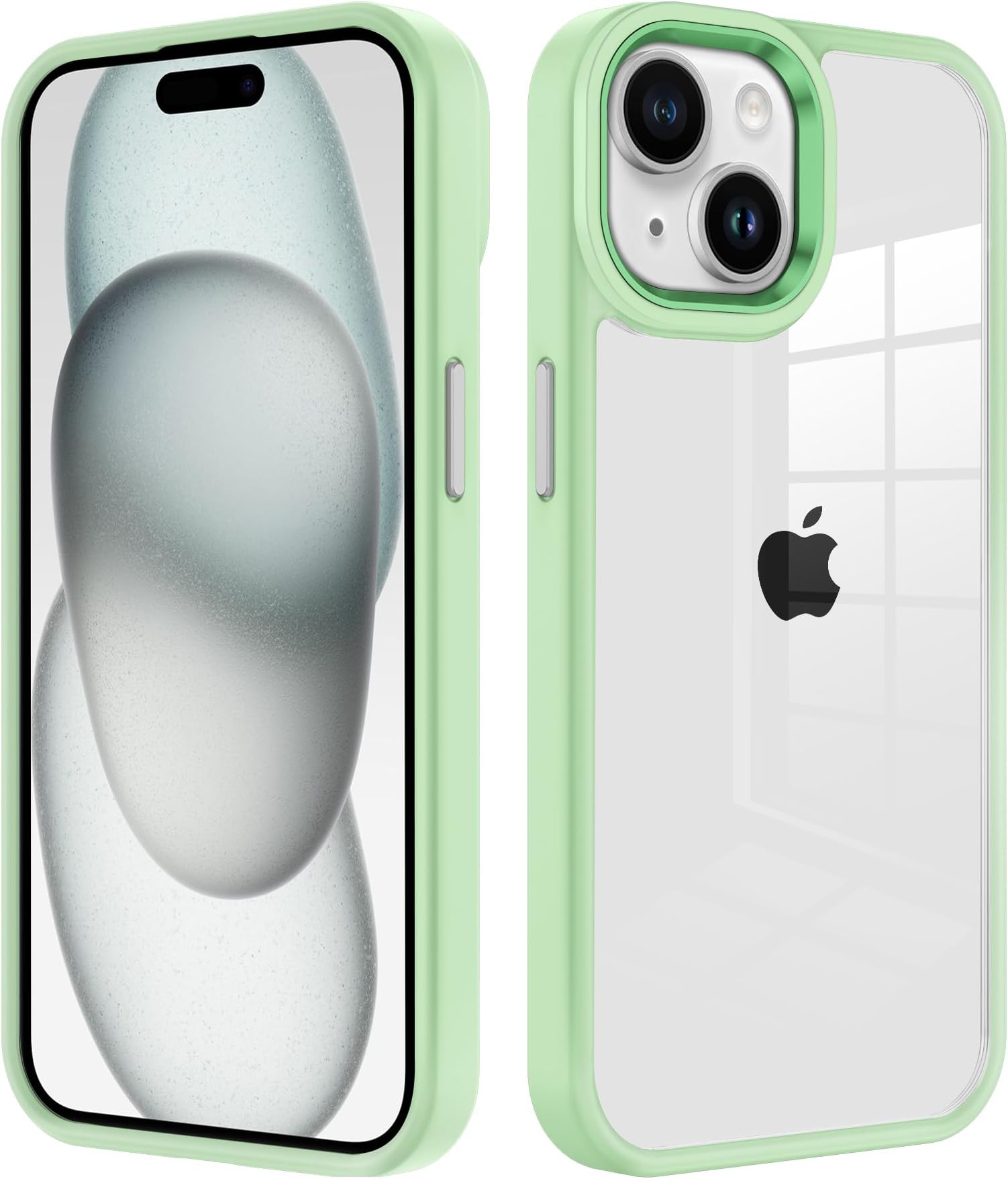 iCatchyfor iPhone 15 Plus Case 6.7-Inch,Shockproof Bumper Phone Cover, Anti-Yellowing Clear Back Compatible with iPhone 15 Plus (Mint Green)