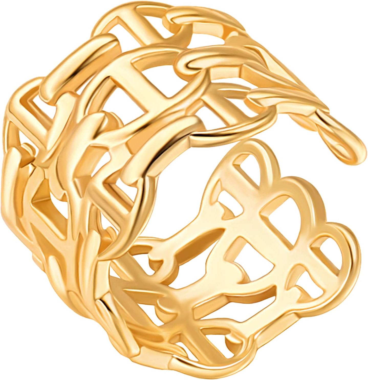 18K Gold Plated Chunky Open Band Rings for Women Adjustable Thumb Finger Jewelry