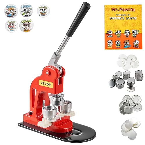 VEVOR Button Maker Machine, 32 mm (1.25 inch) Pin Maker, Children DIY Gifts Badge Punch Press Kit, Button Making Supplies with 500pcs Button Parts & Circle Cutter & Magic Book - 1.25'' + 500 pcs