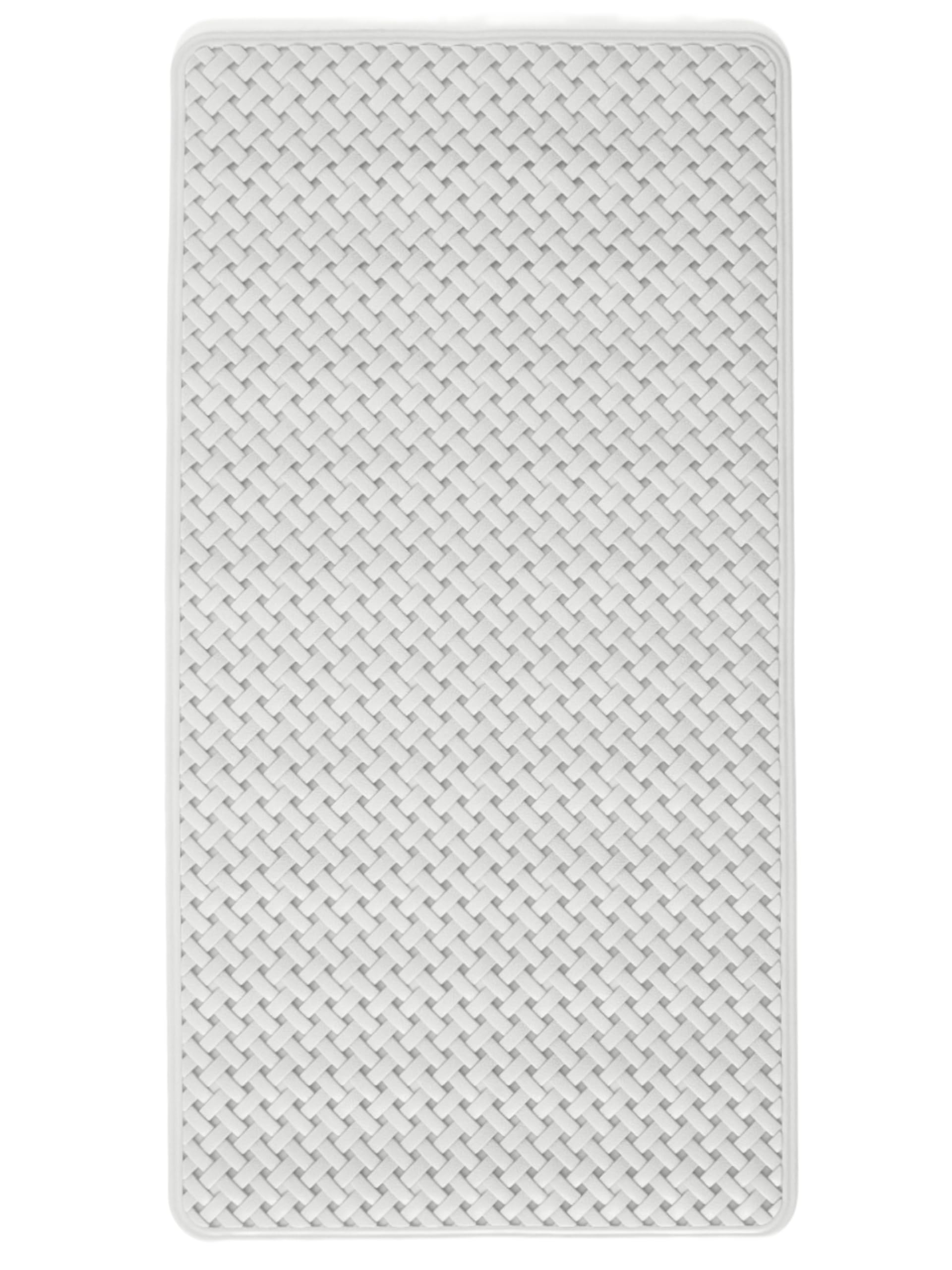 SR ESSENTIALS Bath Mat Non Slip Anti Mould - 36x70cm Shower Mat for Bathroom with Suction Cups and Drain Holes, Machine Washable Shower Mats for Inside Shower Ideal for Kids & Elderly (White)