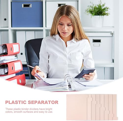 Miniatura 5 de Paquete de 3 separadores rosas para carpeta de 3 anillas, separadores de plástico resistentes de 8 pestañas, separadores de pestañas insertables
