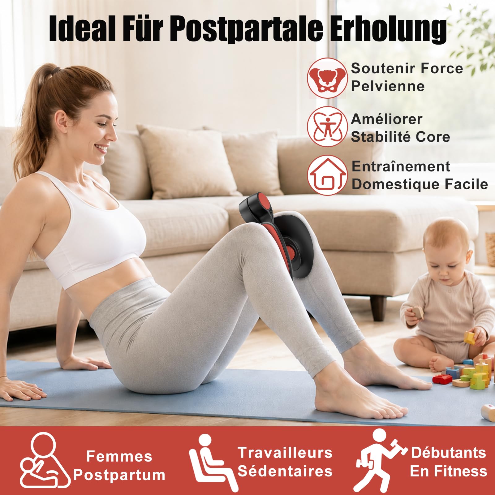 Appareil de Musculation 16KG pour Périnée et Fessiers, Entraîneur Kegel avec Bande, Équipement de Renforcement Post-Partum, Appareil Portable à Domicile pour Hommes et Femmes