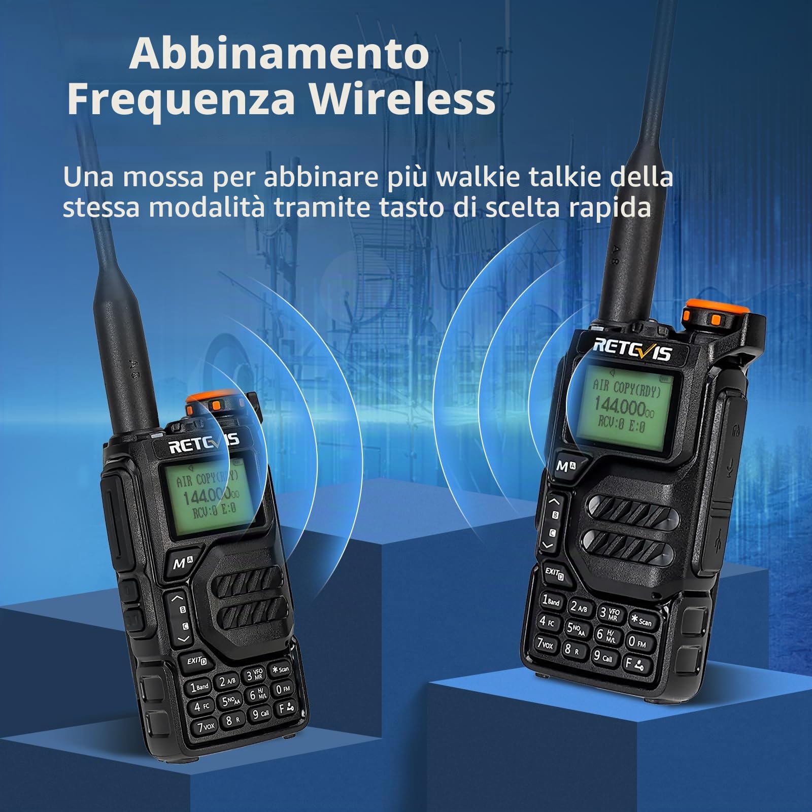 Retevis RA79 Walkie Talkie, Radioamatori Dual Band, per Caccia (2 Pezzi) | Batteria 1400mAh, 2m/70cm/FM/AM, Supporto VFO/CPS/Chirp, Radio Bidirezionale per Caccia, Viaggi