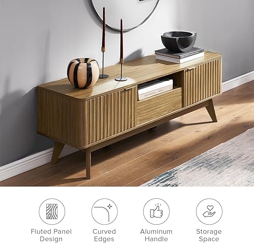 Miniatura 15 de mopio Brooklyn Mid-Century - Soporte de TV moderno para televisores de hasta 50 / 59 pulgadas, panel de forma de onda de 50 a 59 pulgadas, perfil