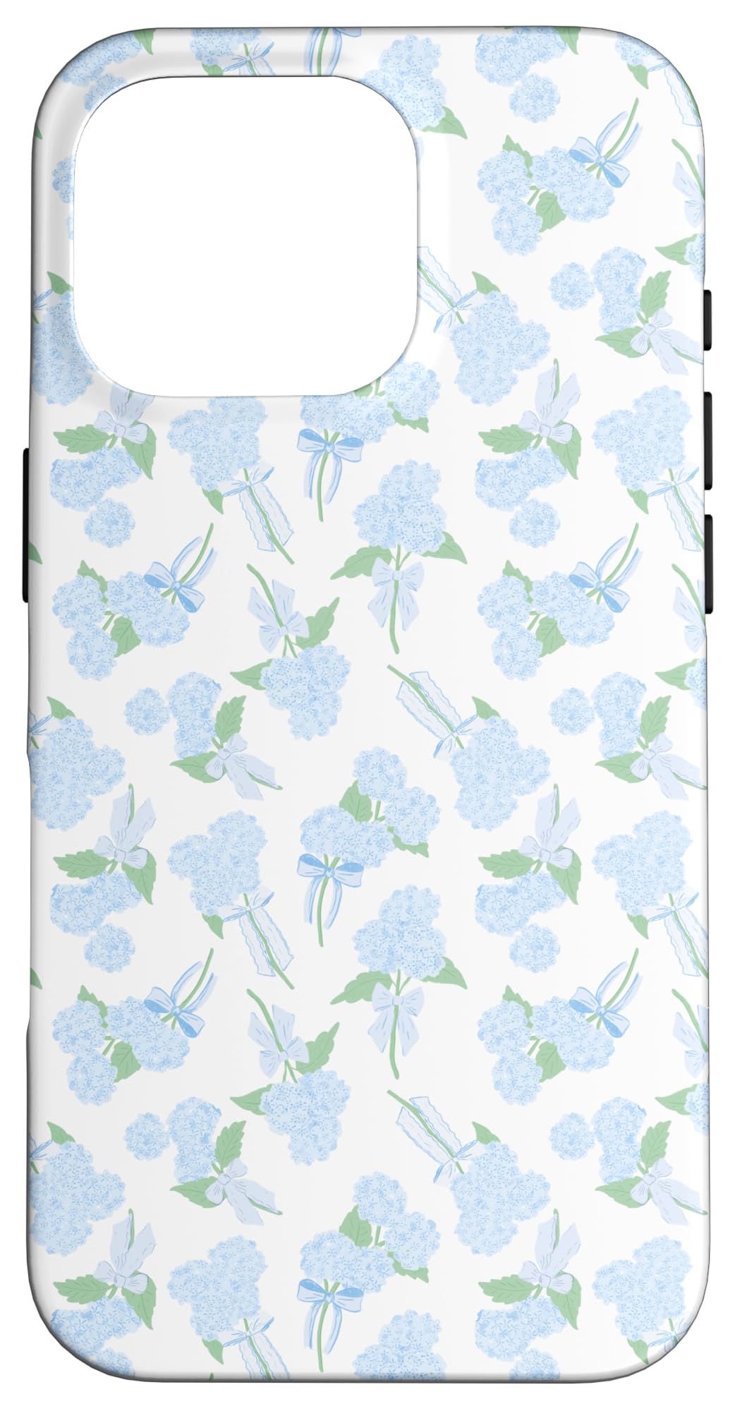 Preppy Coquette Hydrangeas and Bows in Pastel Blue Case for iPhone 16 Pro