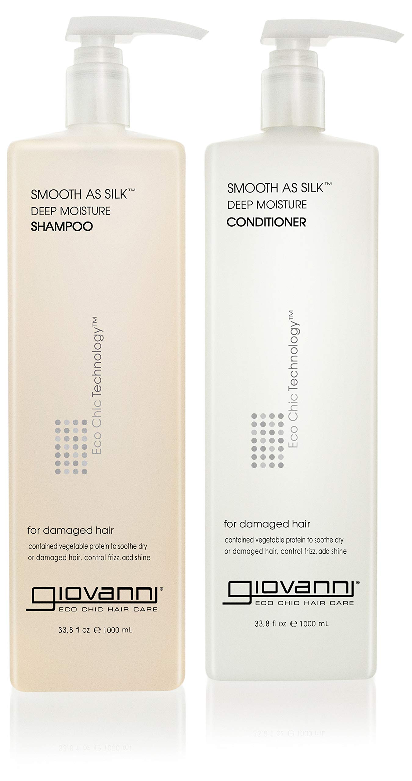 Eco Chic Smooth As Silk Shampoo & Conditioner - Deep Moisture For Chemically Processed Hair, 33.8 Fluid Ounce/1000 Milliliter