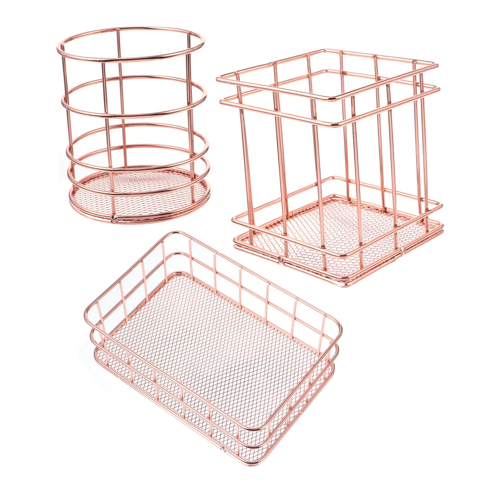 Panier de rangement organisateur de bureau acier inoxydable Homoyoyo pour fournitures