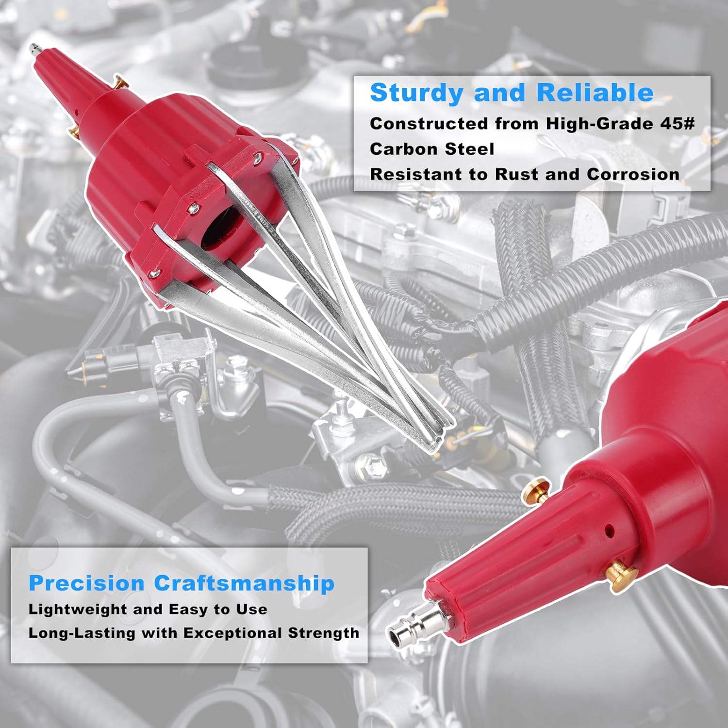 Pneumatic CV Joint Boot Expander Tool Kit,Expander Rod Spreader Installation Removal Tool with 15 Sets Clamps and 4 Air Hose Fittings for Rubber Boots Installation and Removal (Red)