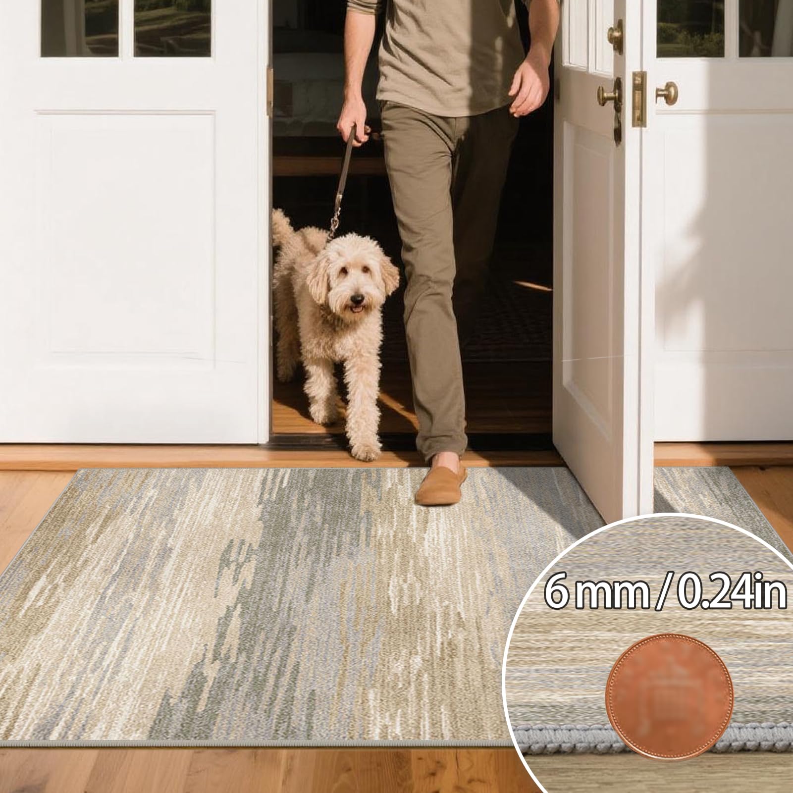 Teppich Läufer Flur rutschfest Küchenteppich Waschbar Flurläufer Teppichläufer Fußmatte 60 x 180 cm Lang Korridor Teppiche Läufer für Küche, Wohnzimmer, Schlafzimmer