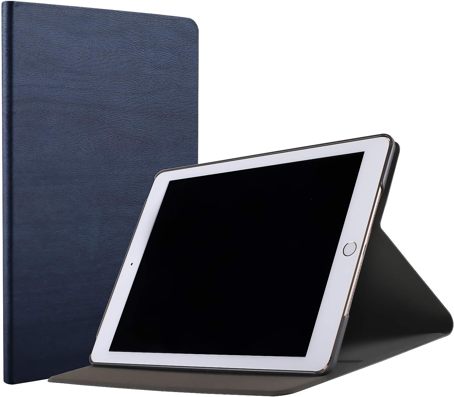 DuraSafe Cases for iPad 2 3 4 Gen [iPad 4th iPad 3rd iPad 2nd Old Model ] 9.7 Inch A1458 A1416 A1395 MD522LL/A MD525LL/A MD516LL/A Profile & Viewing Angle Stand Wooden Texture Cover - Navy Blue