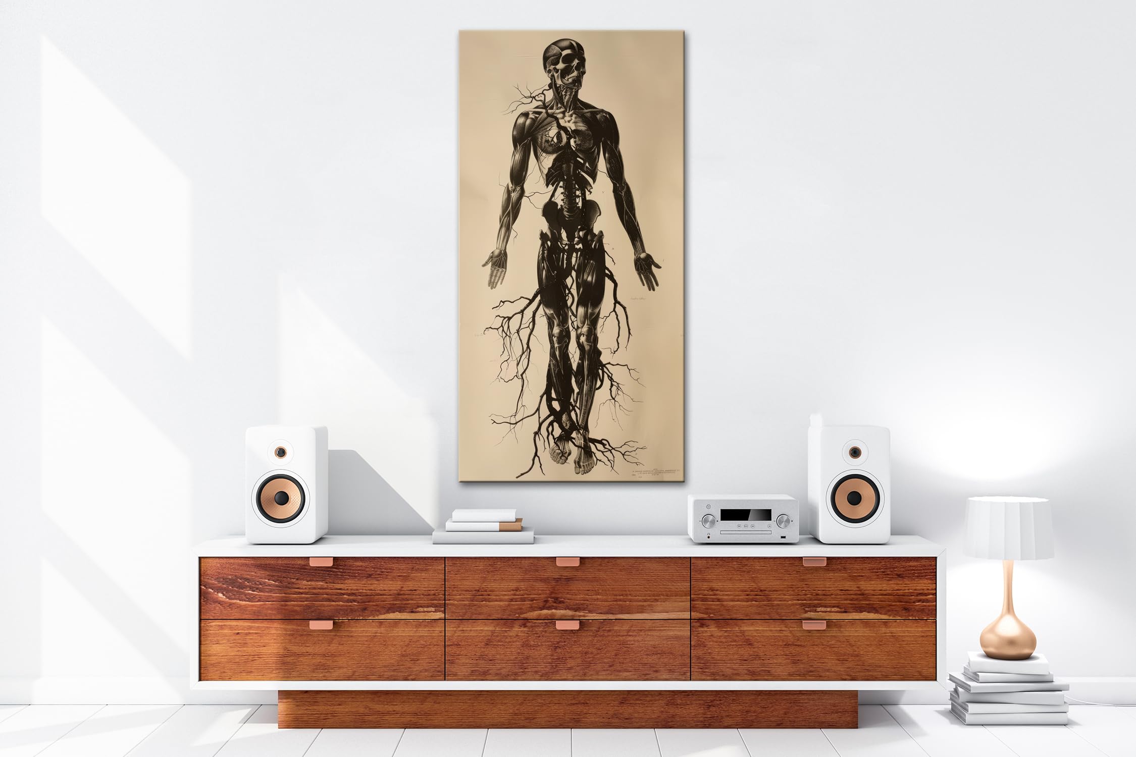 Leinwandbild Anatomische Eleganz in düsteren Linien Panorama 120x60cm XXL Kunstdruck Bild auf Keilrahmen/Wandbild/Wohnzimmer Dekoration