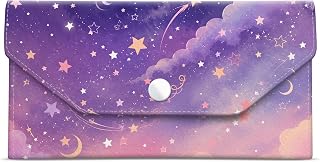 Cash Envelope Wallet Cute PU Leather Envelopes Bag for Men and Women, Reusable Budget Pouch for Budgeting Billing, Dreamy Sky