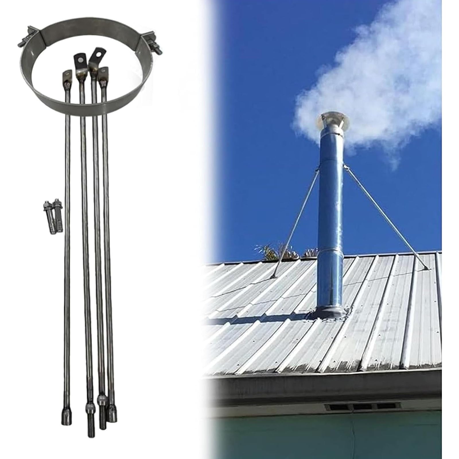Kit de fixation murale pour tuyau de poêle 100 mm avec support de cheminée en acier inoxydable