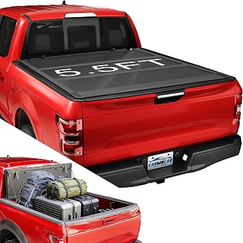 Low Profile Hard Fully Fold Tonneau Cover Replacement for Ford F150 5.5 ft 67.1" 2015-2025 FRP Weatherproof Flip Folded Lockable Truck Bed Cover Drill-Free Install