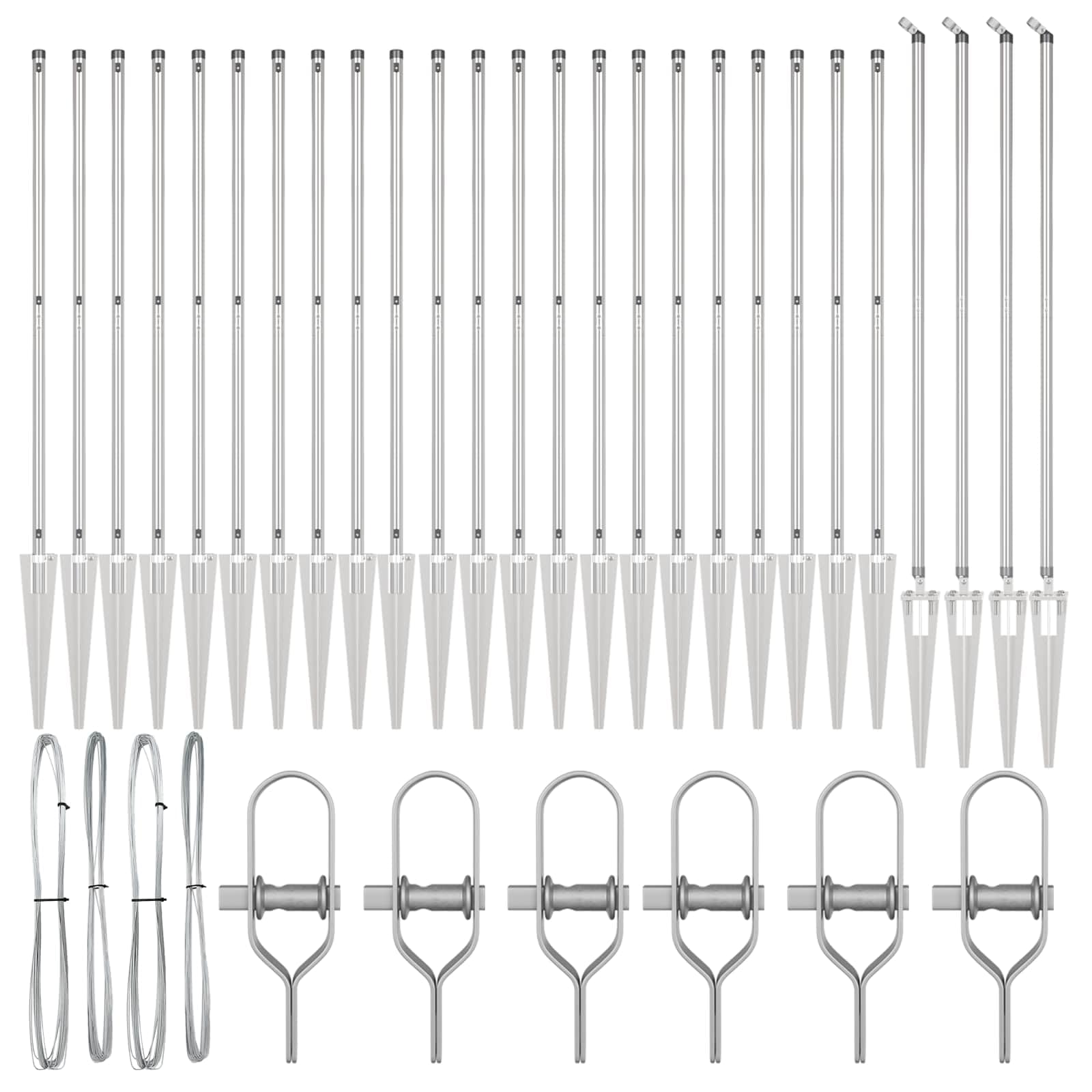 Pali per recinzione, 26 pezzi, grigio, 3,2 x 3,2 x 205 cm | Acciaio verniciato a polvere, resistente alle intemperie, facile montaggio con martello, per giardino e terrazza
