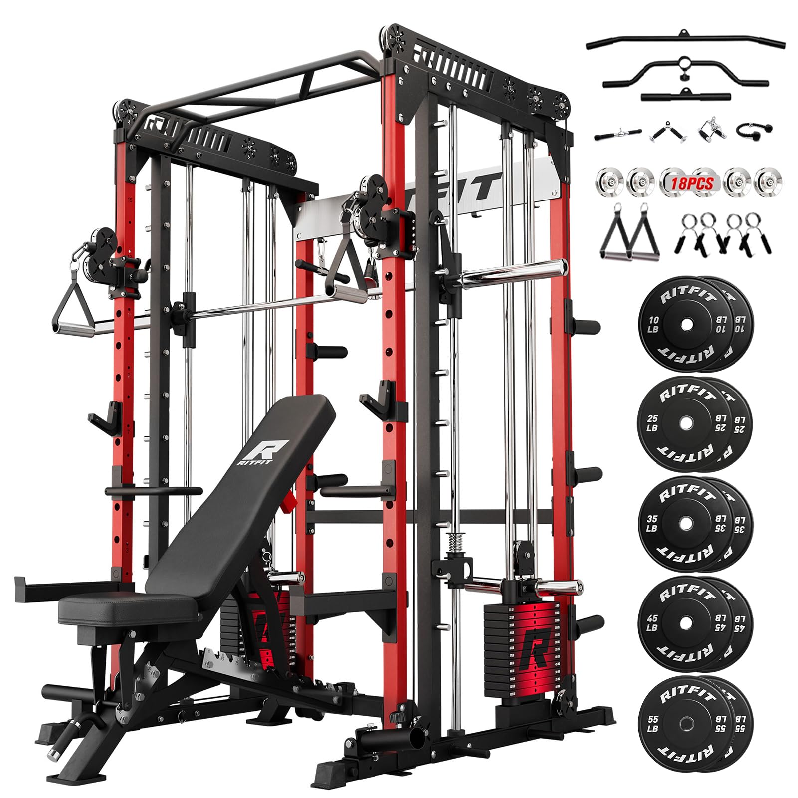RitFit M1 Pro Smith Machine with Weight Stack Package Power Cage Home Gym