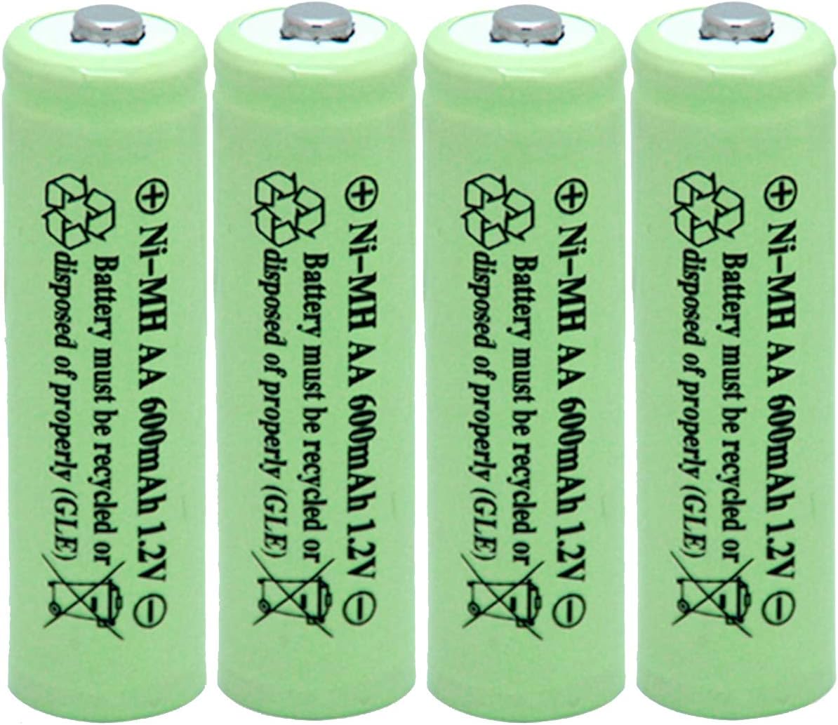 AA 600mAh 1.2V NiMH Rechargeable Batteries for Solar Light,Solar Lamp,Garden Lights Green(4 PCS)