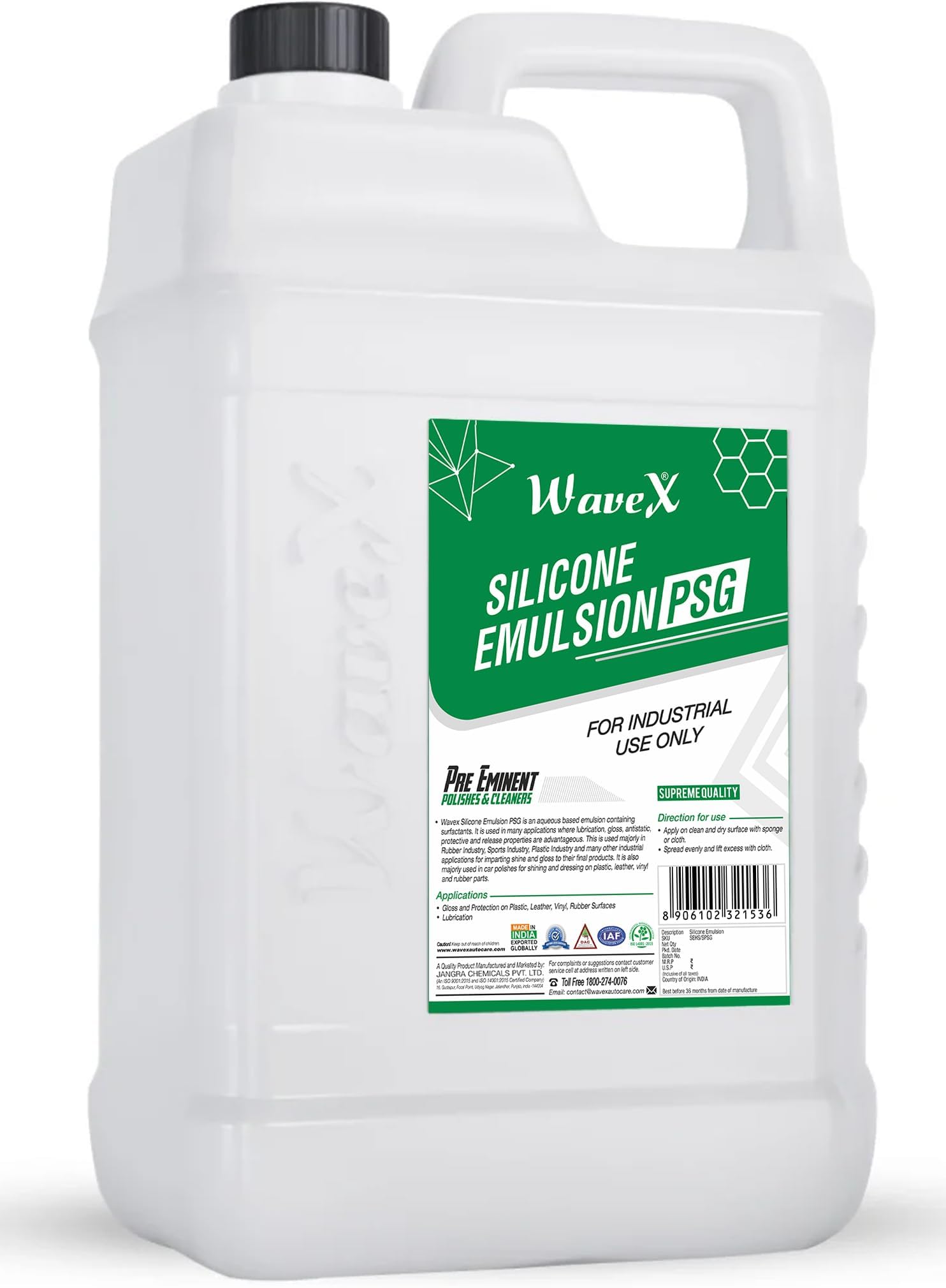 Wavex Silicone Emulsion 5kg | Works as Dashboard Polish, Exterior Trim Restorer, Plastic, Rubber Parts | All in One Polish for Automotive, Household and Industrial Use