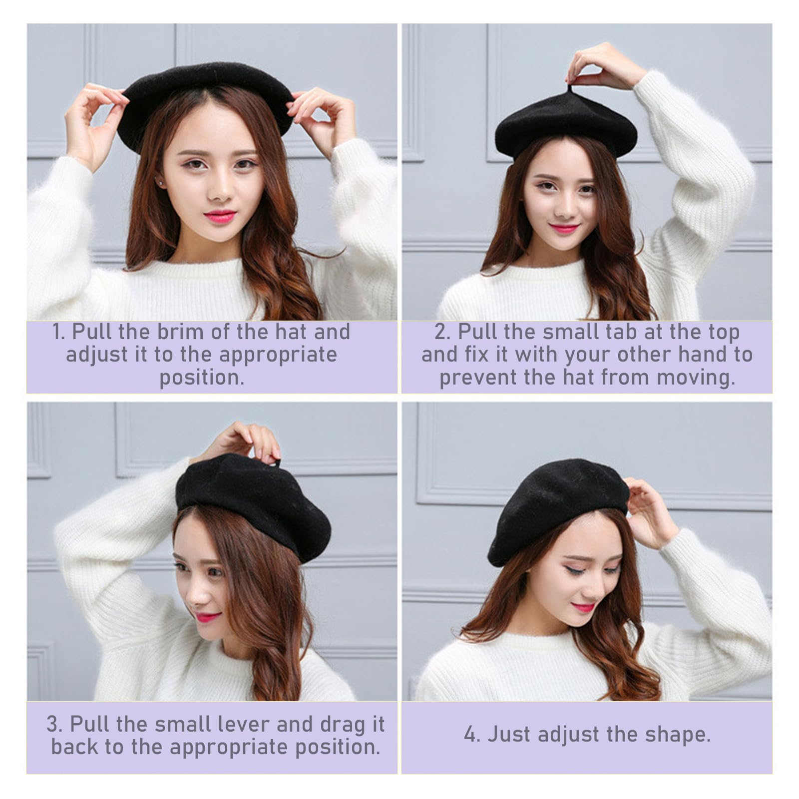 JSTHHTT 3 Piezas Boina Clásica Francesa, Beret de Lana para Mujer y Niña, Sombrero de Pintor Elegante y Vintage para Invierno