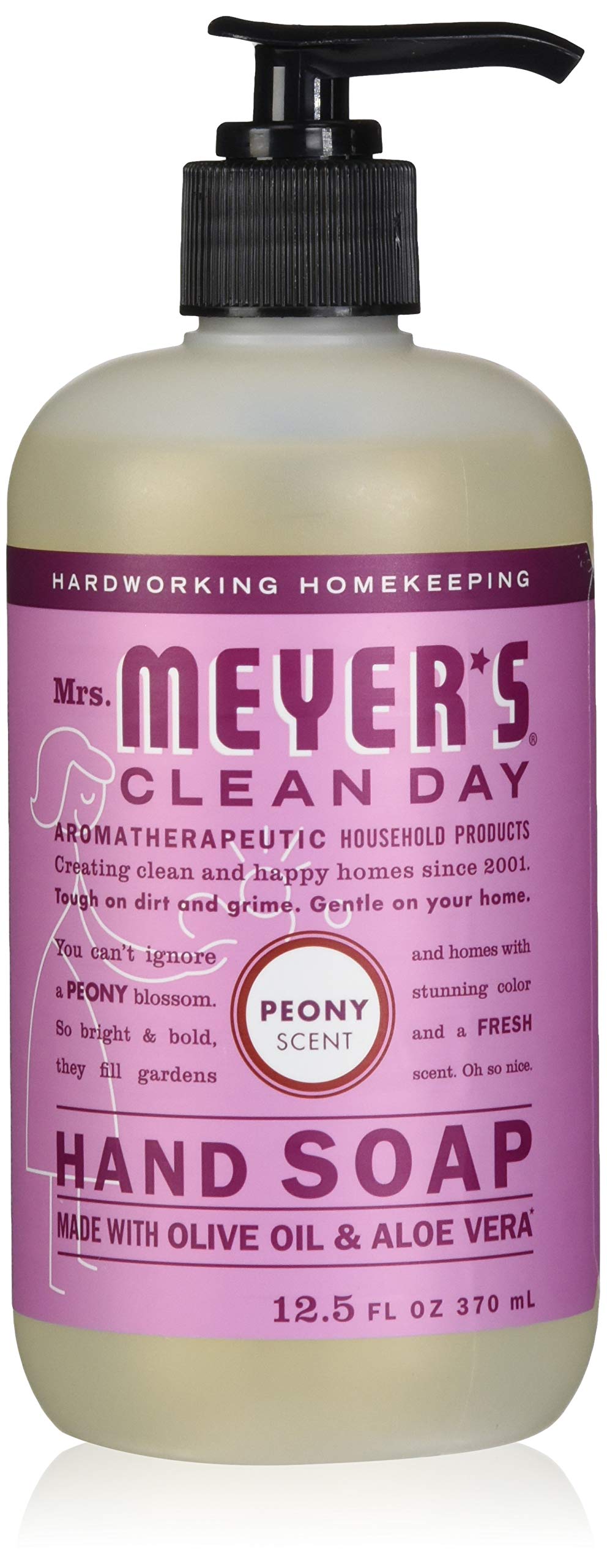 Mrs. Meyer's Hand Soap, Made with Essential Oils, Biodegradable Formula, Peony, 12.5 fl. oz - Pack of 6