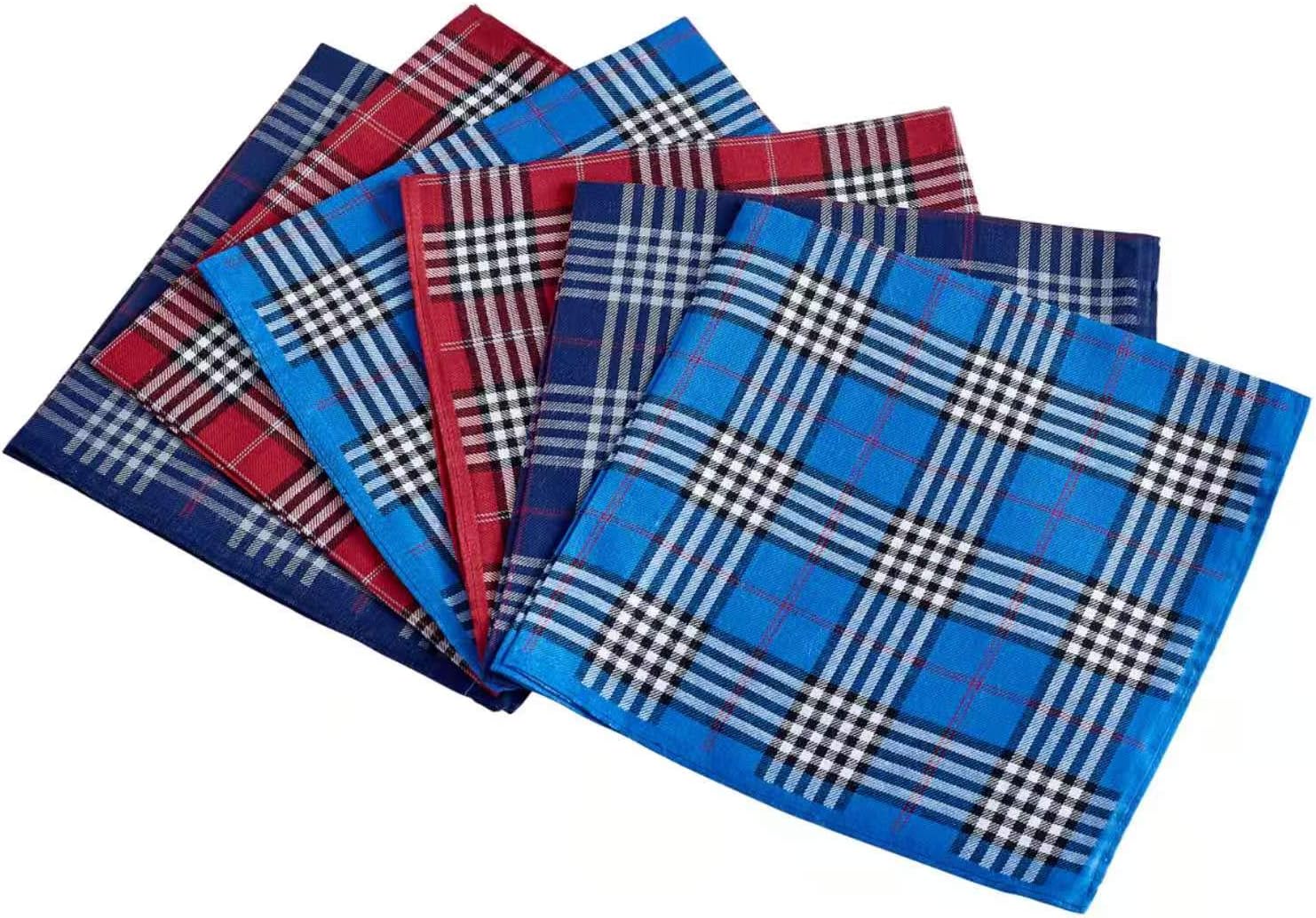 RDS HANKYTEX Men's Handkerchiefs 100% Cotton Checker Pattern 6 Pieces …