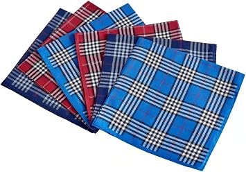 RDS HANKYTEX Mens Handkerchiefs 100% Cotton Checker Pattern 6 Pieces ...