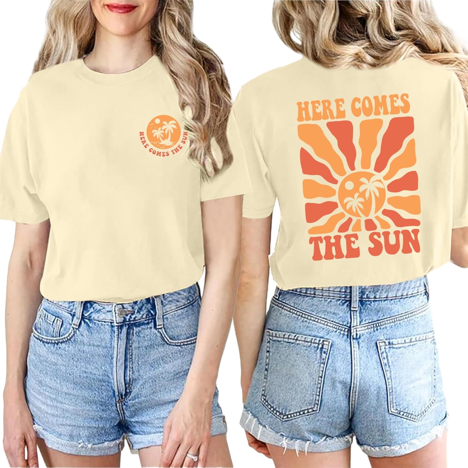 Womens Hawaiian Shirts Summer Casual Beach Sunshine Tropical T-Shirt Graphic Tees Short Sleeve Tops - Image 2