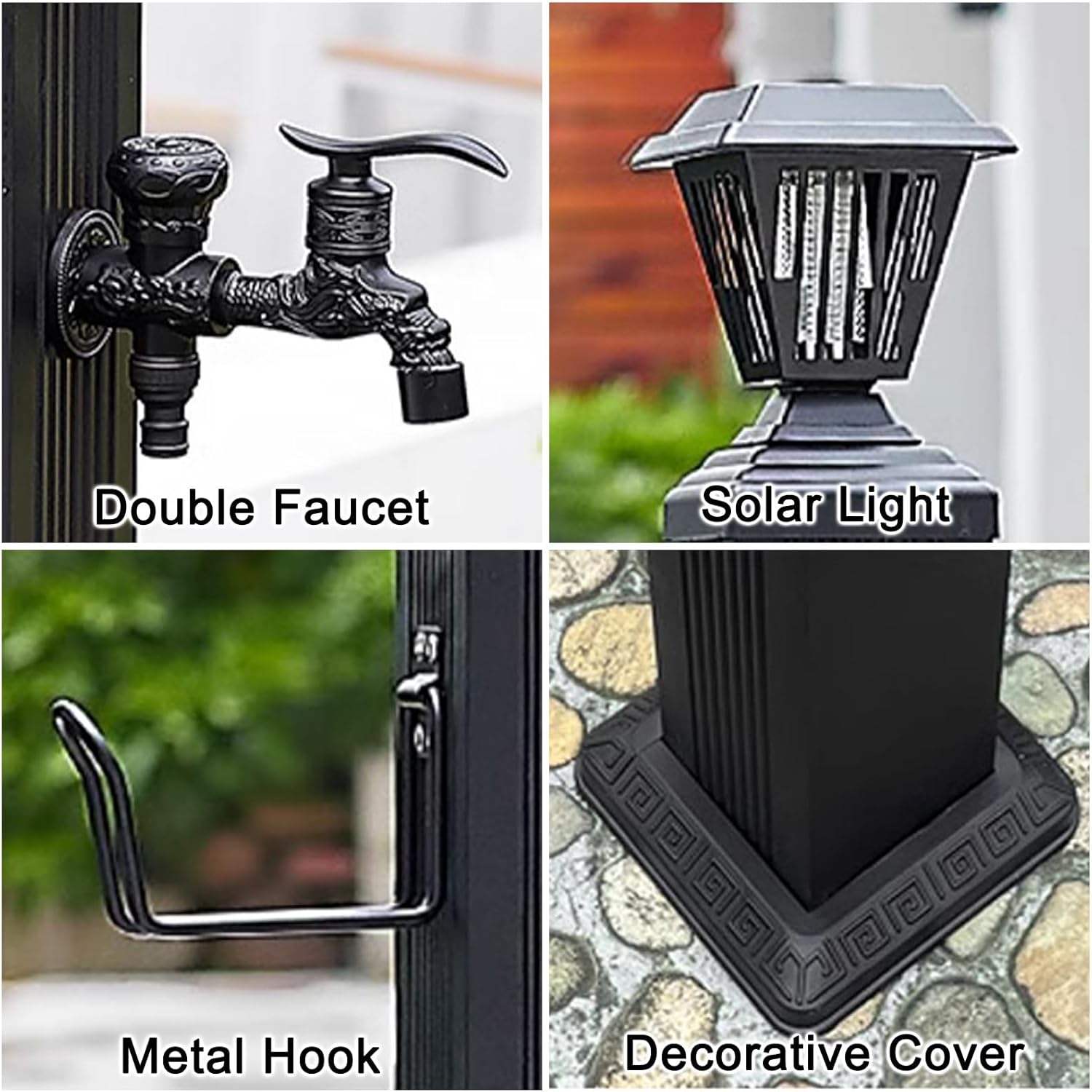 Vertical Garden Hose Stand with Spigot - 30in Solar Light Water Hydrant & Outdoor Faucet for Efficient Irrigation - Durable & Stylish Garden Accessory