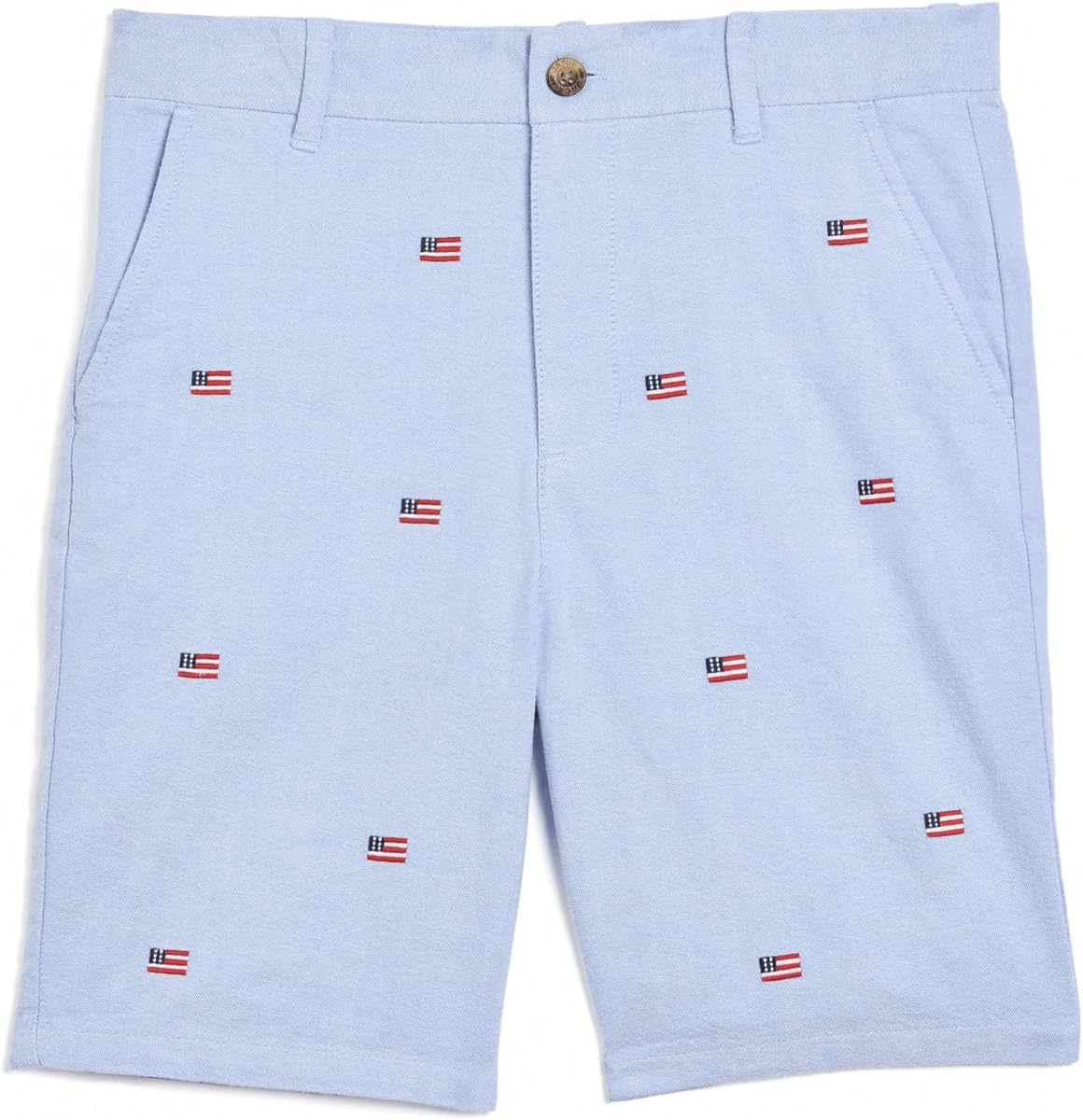 Janie and Jack Boys' Embroidered Flag Oxford Short