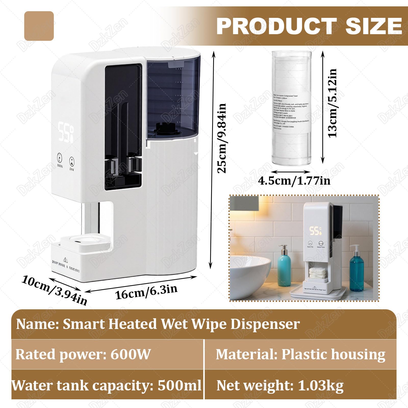 Dispensador automático de toallas calientes, calentamiento rápido de 5 segundos, temperatura constante de 55 °C, alertas de voz inteligentes para spa, hogar, gimnasio, salón y tienda de mascotas, 60