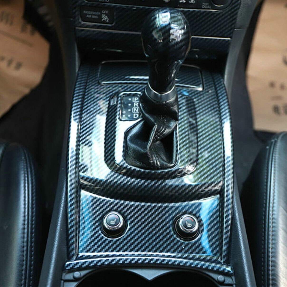 Automatic Center Console Gear Shift Panel Cover Trim for Infiniti G37 2010 2011 2012 2013 Carbon Fiber ABS(Only for Without Snow Button)